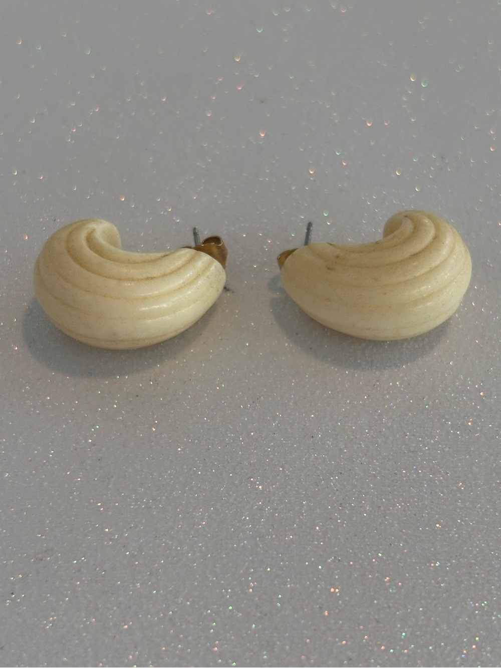 Vintage Ivory Colored Huggie Earrings